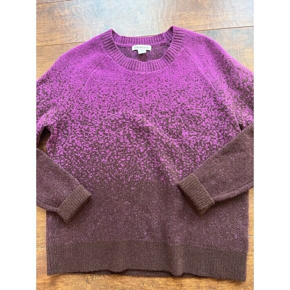 Athleta Womens Purple Ombré Jacquard Crew Neck Sweater Size Small - Picture 1 of 6